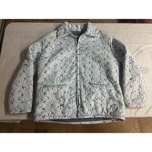 VTG MidWest Port Washington Wis. Light Blue Floral Embroided Fleece Lined Jacket